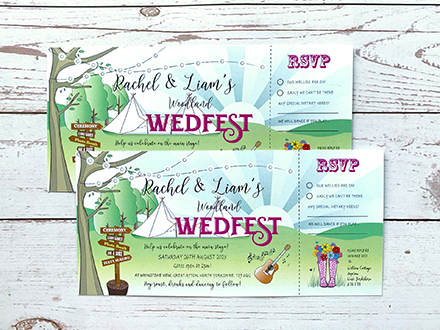 Festival/Wedfest Invitation-Single Sided with RSVP Stub